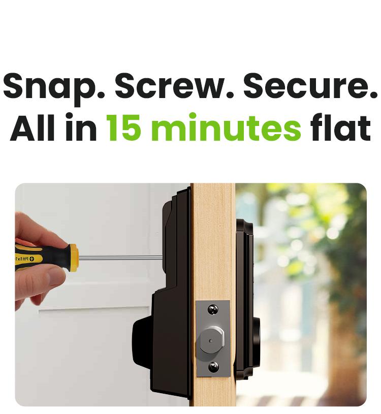 GHome Smart Fingerprint Door Lock, Keyless Entry Deadbolt with App Control, Auto Lock, Easy Installation, and Waterproof Design for Home and Apartment, Black