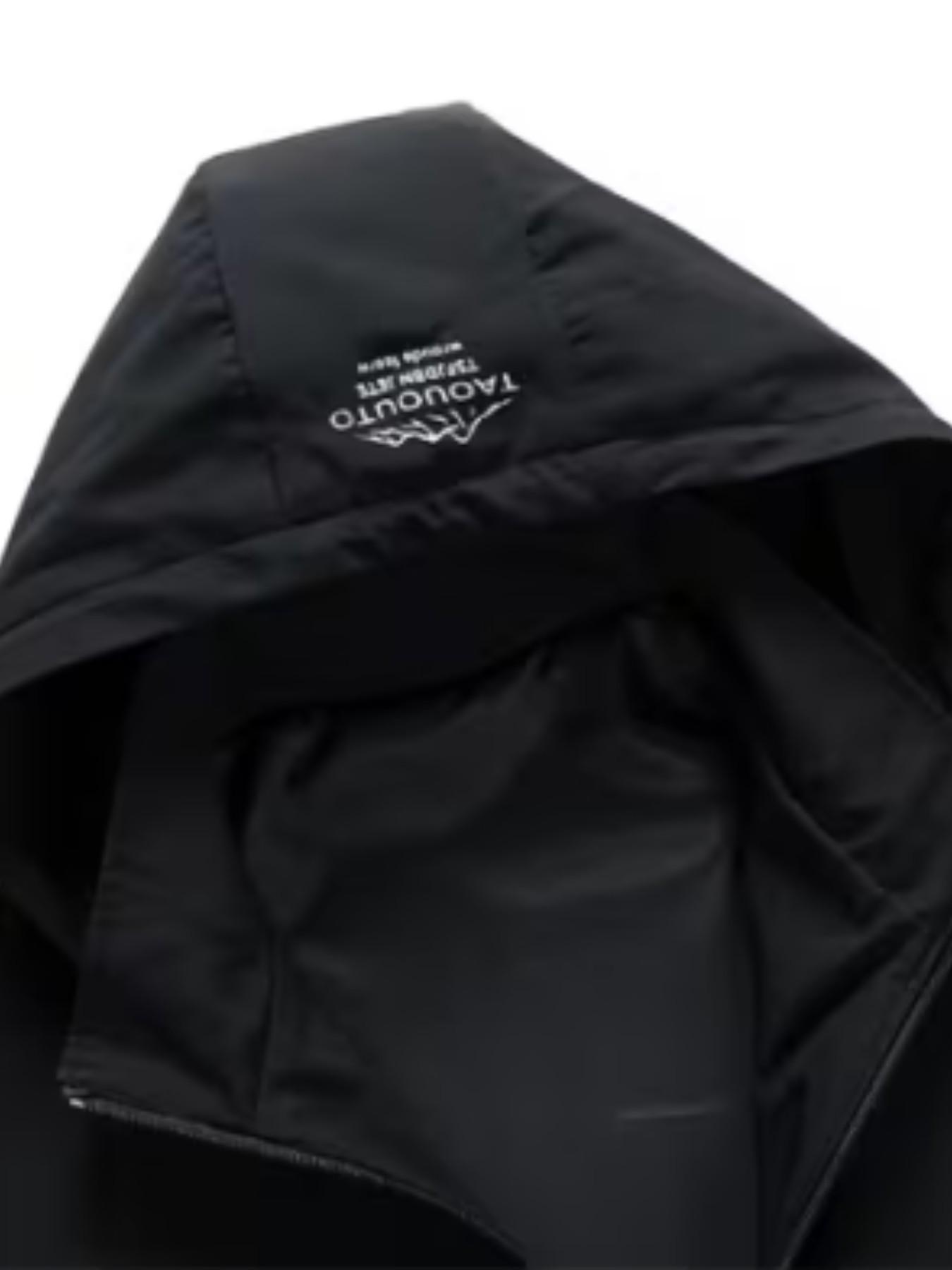 Men's Windproof Snow Jacket, Long Sleeve Fitted Outerwear, Geometric Pattern, Adjustable Strap, All Seasons