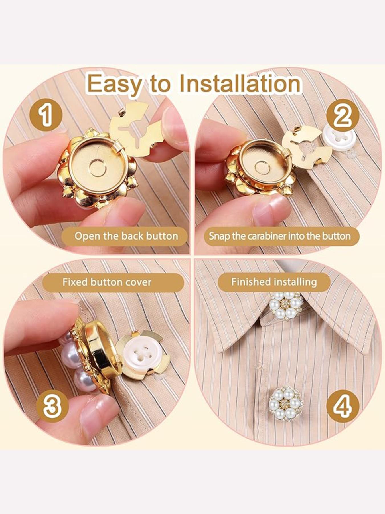 Elegant Imitation Pearl Button Set, Crystal Lapel Buttons, Dress-Up Accessories, Perfect for Holidays & Gifts