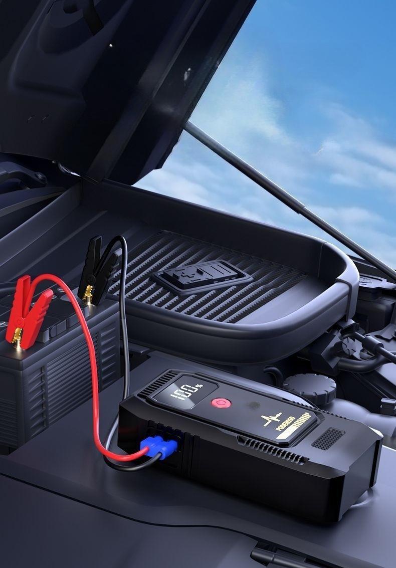 8000A Portable Emergency Jump Starter - Compact Car Battery Charger with LED Light, Mobile Power Supply for In-Car Use, Outdoor Emergency Use