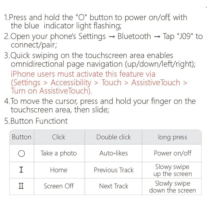 [Touchscreen Remote Control] Multi functional touchscreen remote control, TikTok scrolling controller for short videos on mobile phones, wireless e-book page flipping device, remote control for camera and video shutter on mobile phones and tablets, prefer
