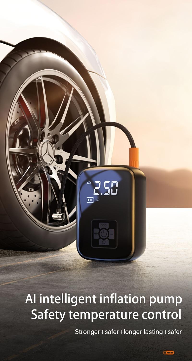 1 Tire Inflator Portable Air Compressor, Fast Cordless Air Pump, Digital Display with Multi-function Nozzle Adapter and Long-lasting Lithium Battery, Suitable for Car Motorcycle Bicycle Tire Balls, Auto Parts detail 1