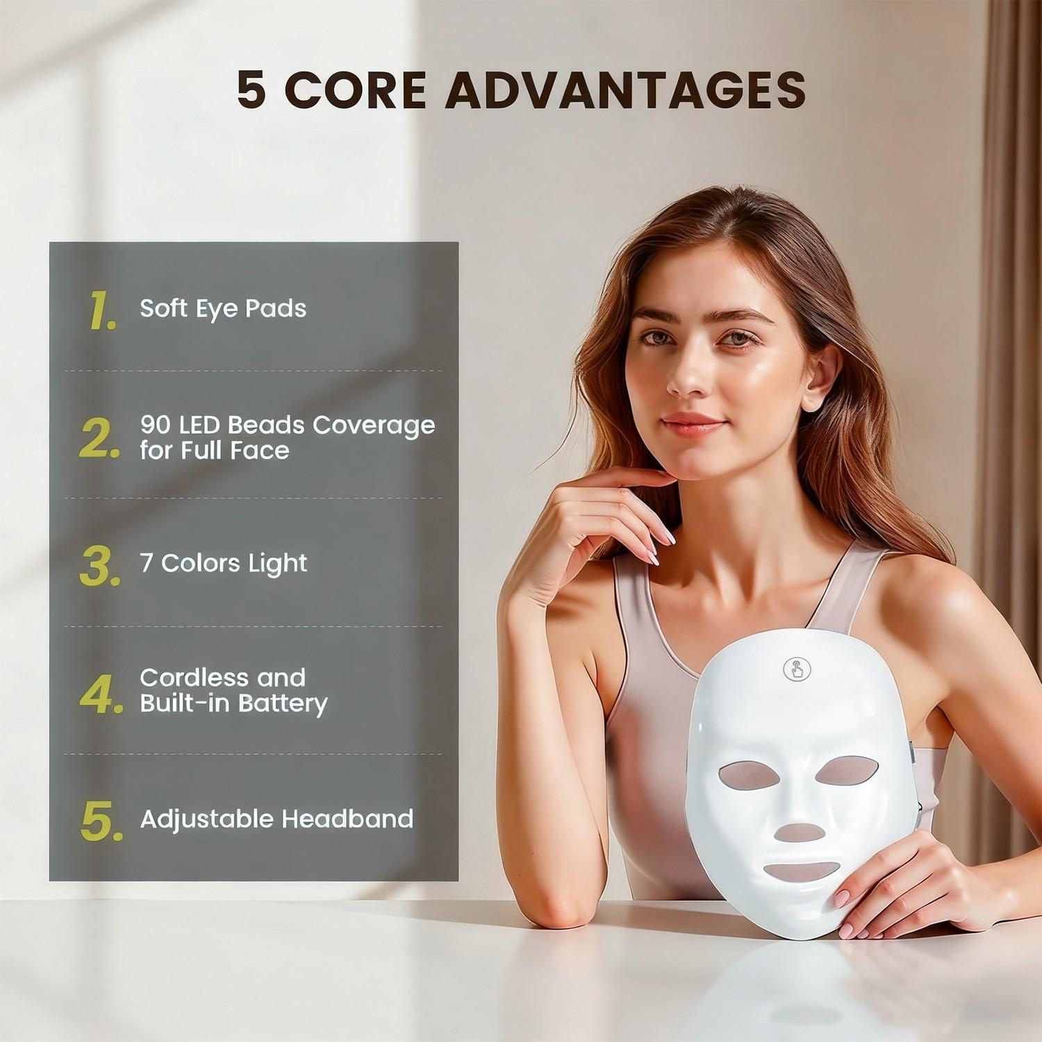 2027 New Light Therapy Mask, LED Mask, Skin Repair, Acne Removal, Anti-Wrinkle, Portable Skincare Tool, Facial Care Tools, USB Charging, Home Beauty Kit, Free Cleansing Brush