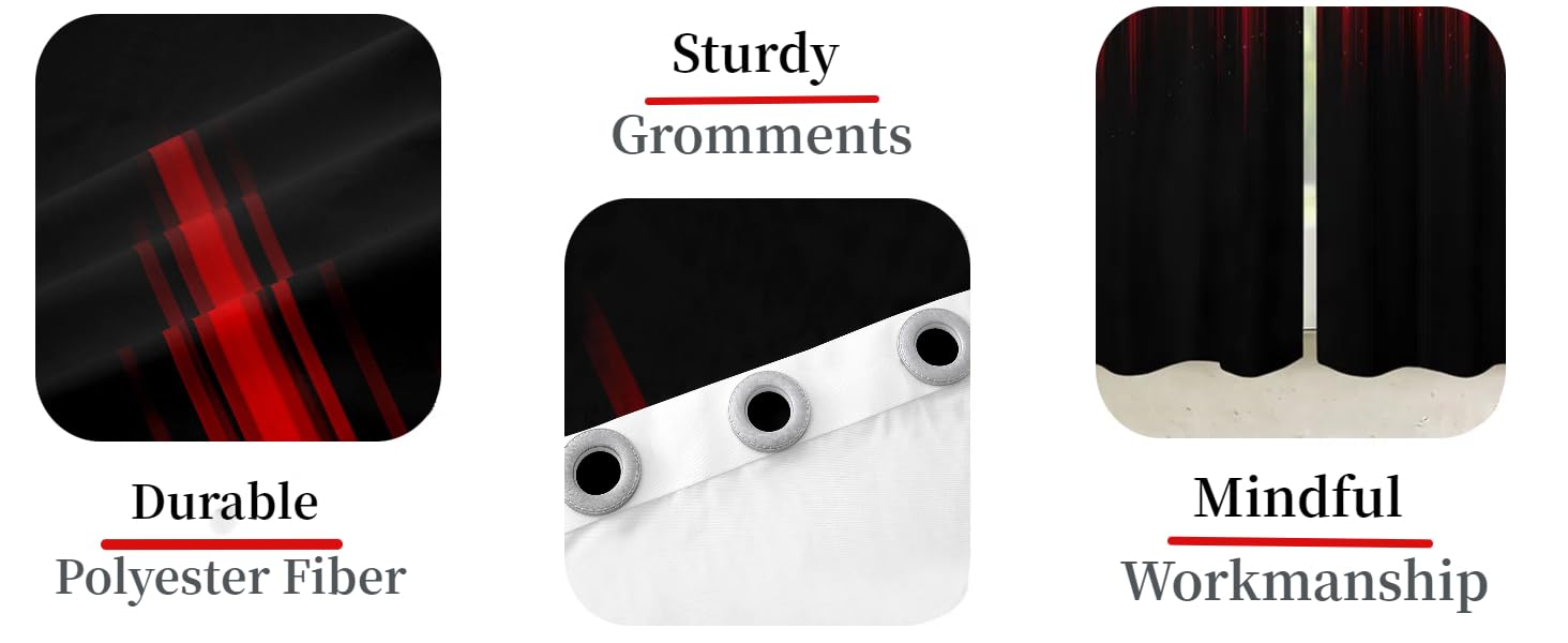 Red Grey Black Curtains,Geometric Spiral Pattern Window Drapes,Modern Abstract 30%-50% Blackout Curtain Grey White Window Treatments 2 Panels