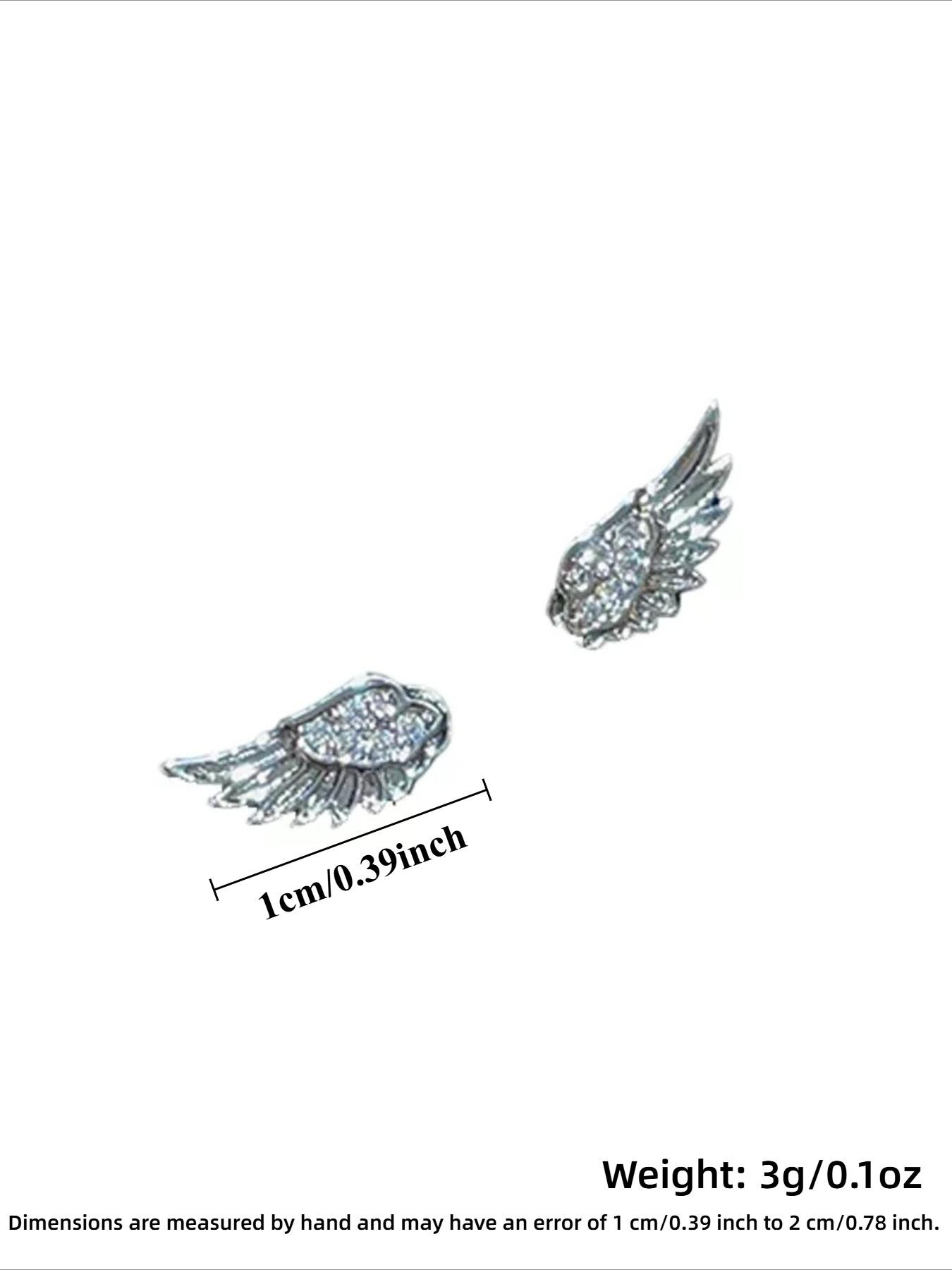 Trendy Unique Design Feather Wings Zircon Mini Earrings for Men and Women, Simple Personalized Party Daily Versatile Screw Back Ear Studs
