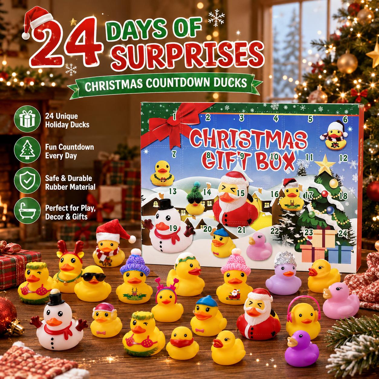24-Day Christmas Rubber Duck Advent Calendar Box - TikTok Shop