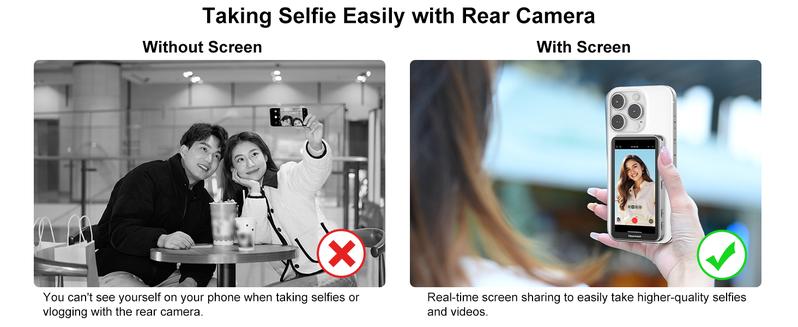 Newmowa Touchscreen Phone Vlog Selfie Monitor Screen, Magnetic Wireless Back Camera Selfie Monitor with Focus Adjustment ONLY for iPhone, Support 4K 30fps Wireless Recording for iPhone 15/16/17 TikTok YouTube Instagram