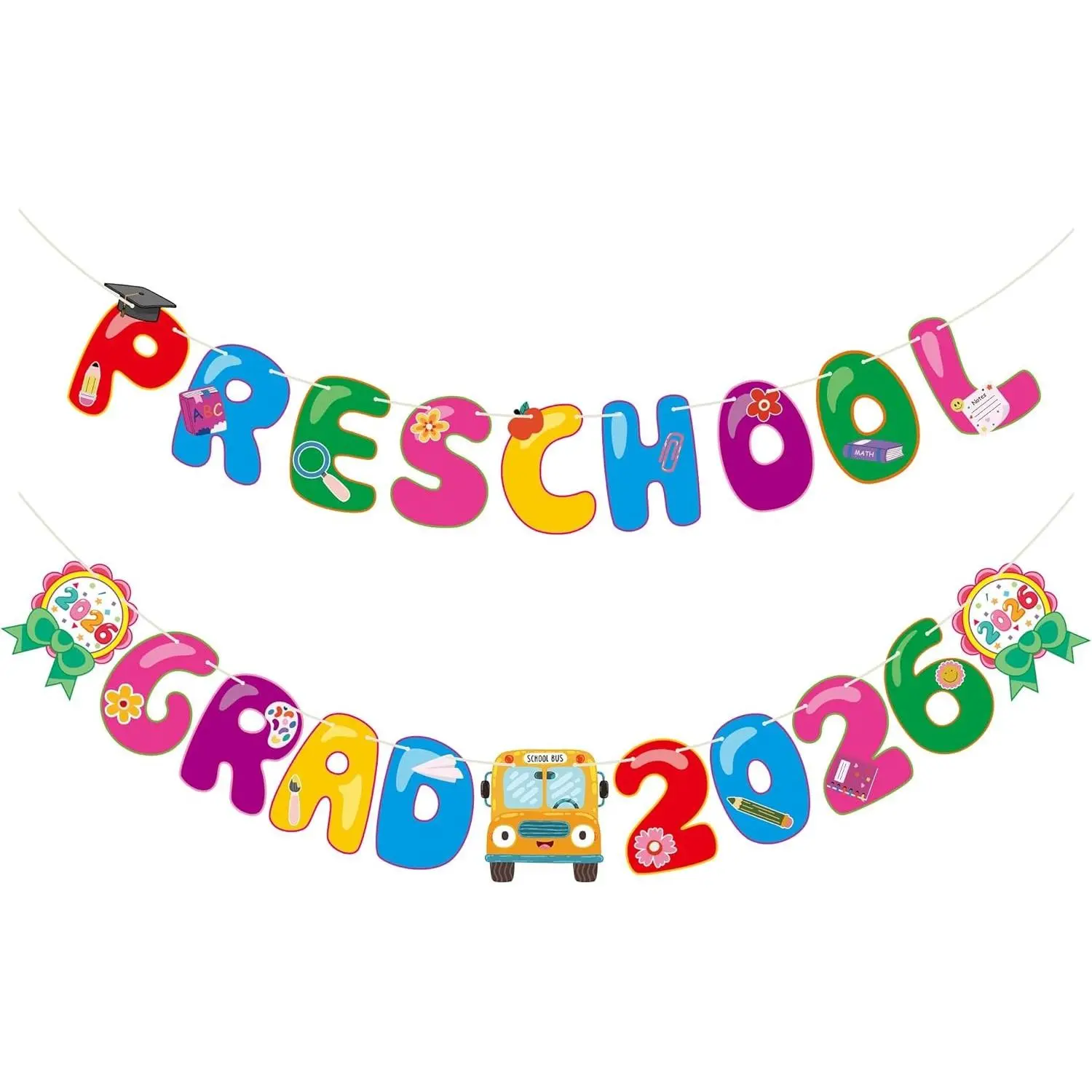 No DIY Preschool Graduation Banner 2026 Class of 2026 for Graduation Party Decorations