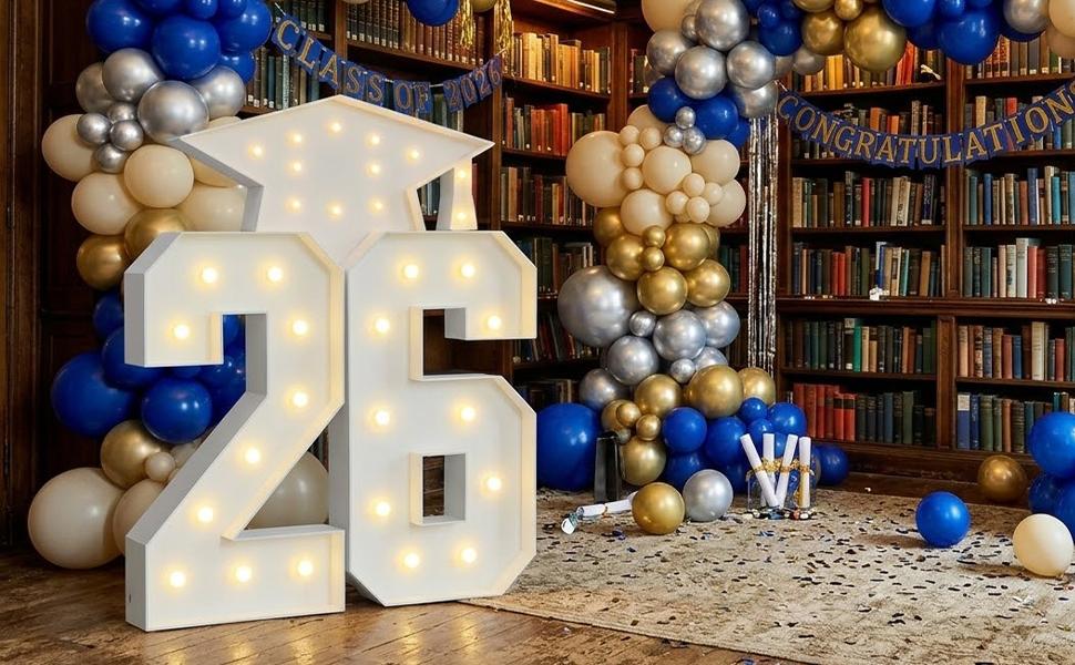 2026 Graduation Decorations - 4FT Marquee Light Up Number For 2026 Graduation Party Decorations , Suitable For Decoration At Kindergarten, Preschool, High School, And College Graduation Parties