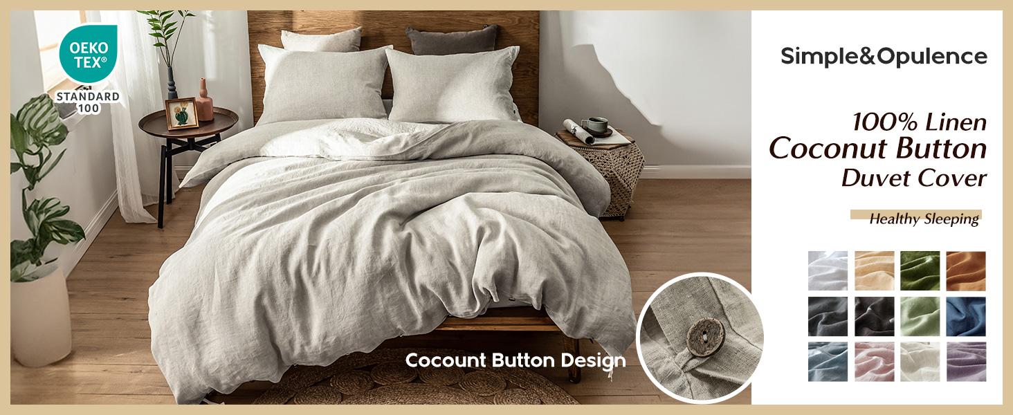 Simple&Opulence 100% Linen Duvet Cover Set, Belgian Flax Breathable Bedding, Comforter Cover+ Pillowsham with Coconut Button Closure Simple&Opulence 100% Linen Duvet Cover Set, Belgian Flax Breathable Bedding, Comforter Cover+ Pillowsham with Coconut Button Closure