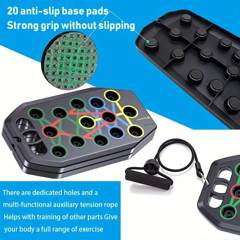 Multifunctional Push-Up Board + Resistance Bands Set, Home Gym Exercise Equipment, Chest Muscle Trainer, Strength Training Device, Functional Fitness Equipment, Strength Workout Equipment, Home Gym Gear, Work Out Equipment For Home Gym