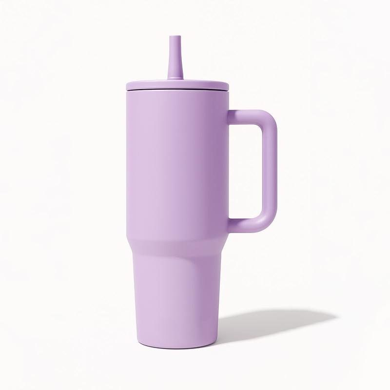 40 Oz Large Capacity Travel Mug, Portable Vacuum Water Bottle with Handle & Foldable Straw, Ideal for Home Office Outdoor Camping, Hydration Tumbler