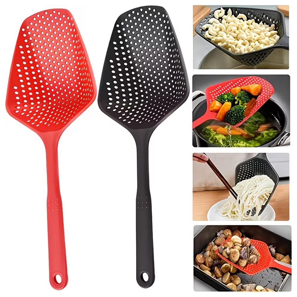 Plastic Strainer Spoon with Handle, Durable Plastic Slotted Spoon, Pasta Spoon and Pasta Strainer, Convenient for Cooking, Baking, and Draining Food, Efficient