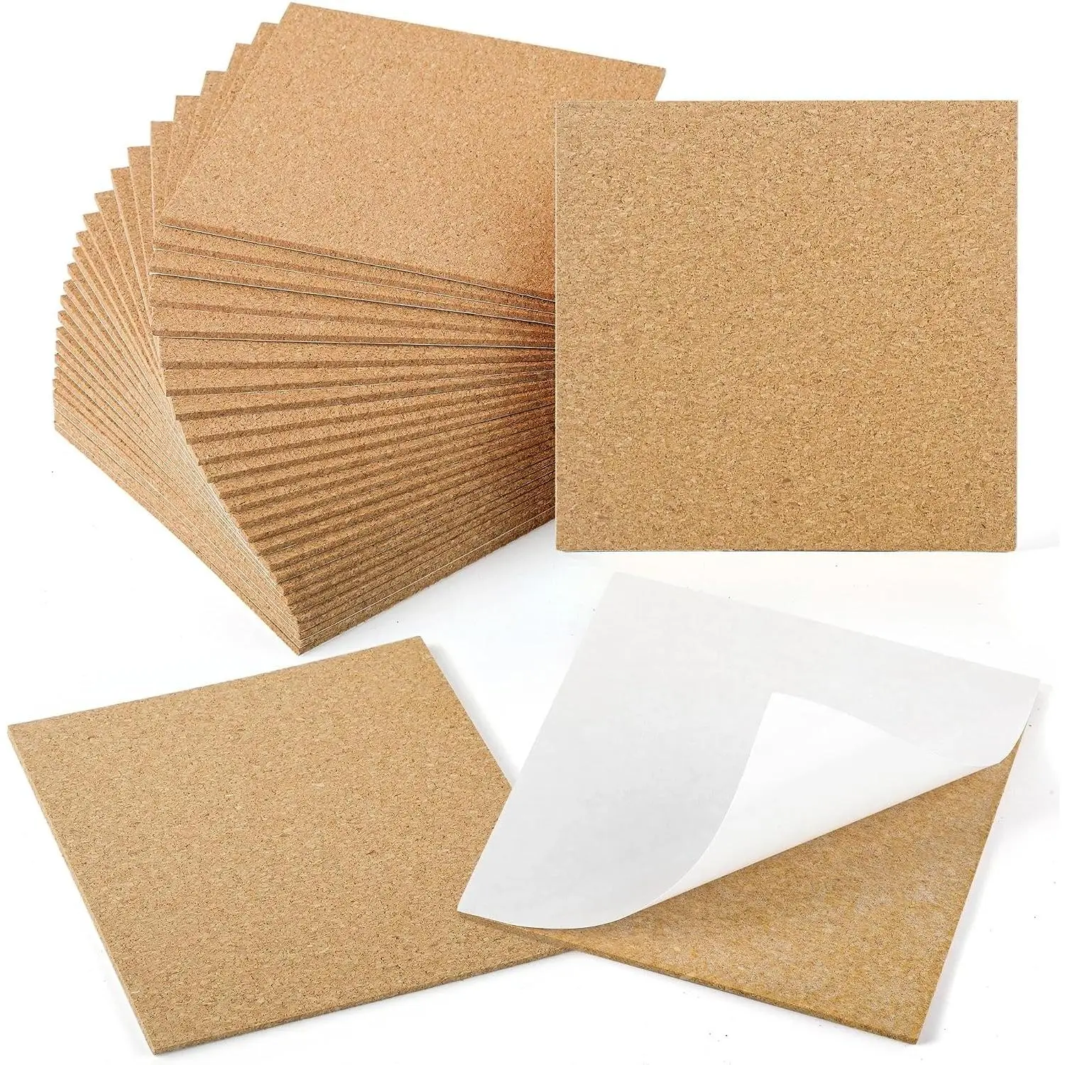 4 x 4 Inches Self Adhesive Cork Sheets, 30 Pack