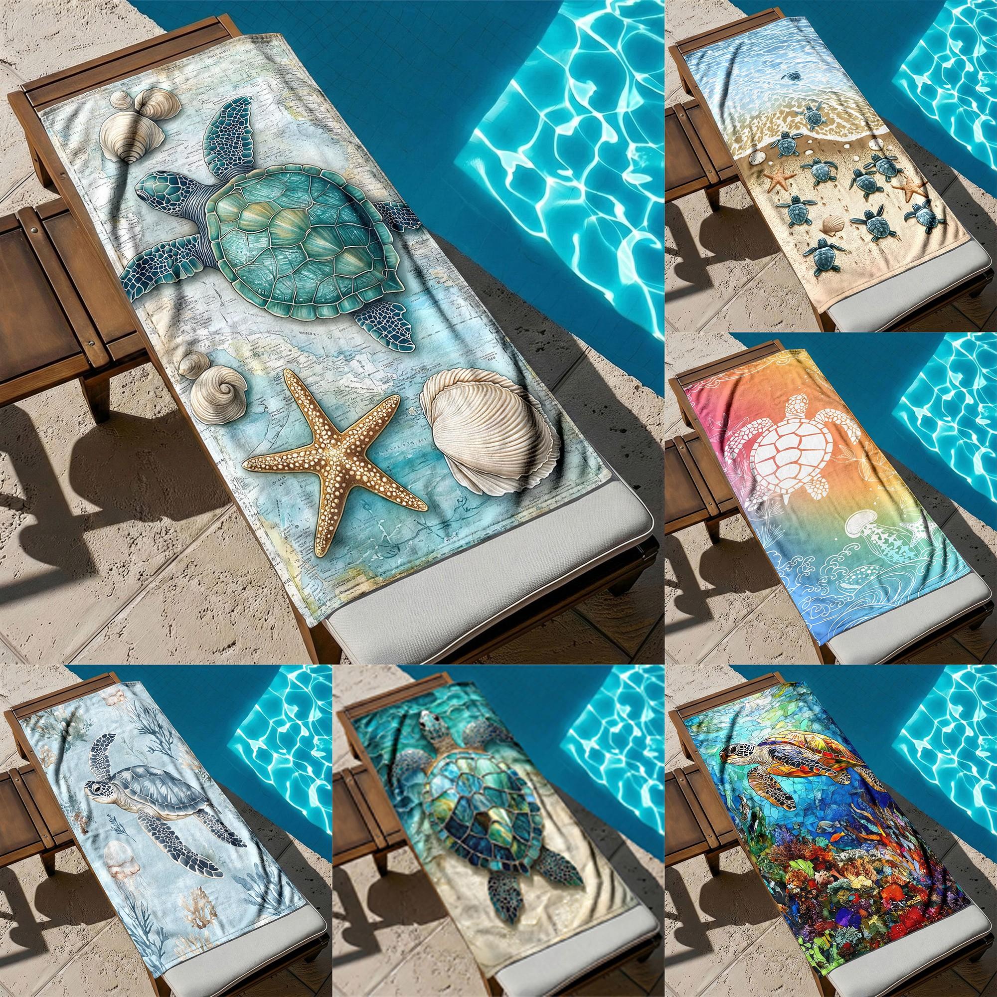 Ultra Soft Quick-Dry Beach Towel, Turtle Pattern Microfiber Bath Towel, Essential for Vacation, Pool, Gym, Summer, Perfect Gift