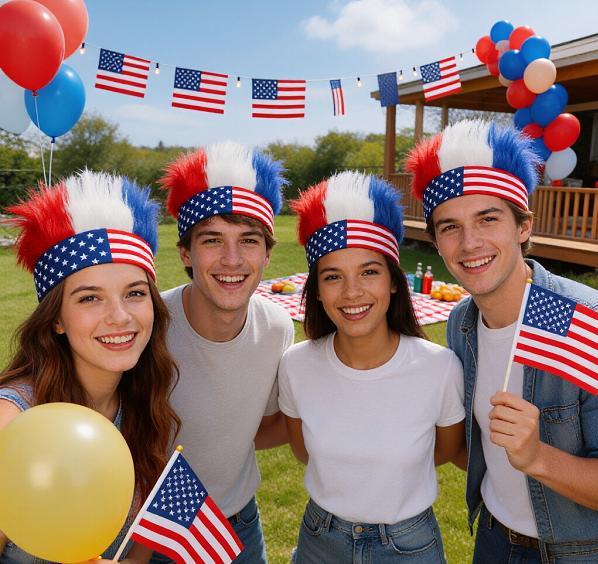 2026 New Patriotic Funky Fluffy US Flag Wig Headband - Lightweight, Comfortable, Classic One Size - Festive Sports & Outdoor Accessory for 4th of July Parties, Photo Ops 2026 New Patriotic Funky Fluffy US Flag Wig Headband - Lightweight, Comfortable, Classic One Size - Festive Sports & Outdoor Accessory for 4th of July Parties, Photo Ops