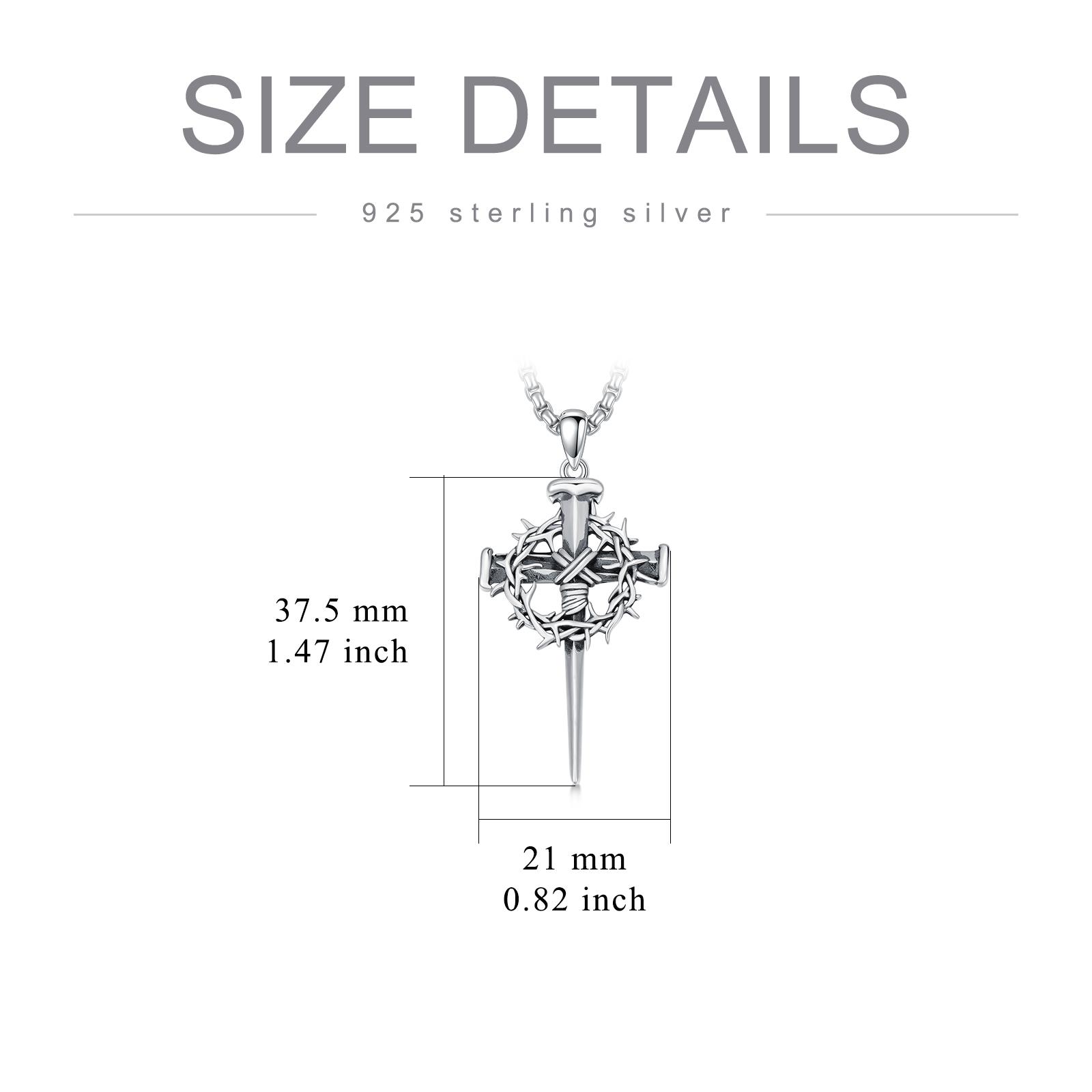 MEIDERBO 925 Sterling Silver Cross Thorns Necklace Necklace Men, Stainless Steel Pearl Chain 22+2 Inch Lobster Clasp with Jesus Cross Pendant, Christian Religious Jewelry Gift,Autumn New Arrivals yera and neon valentines gifts