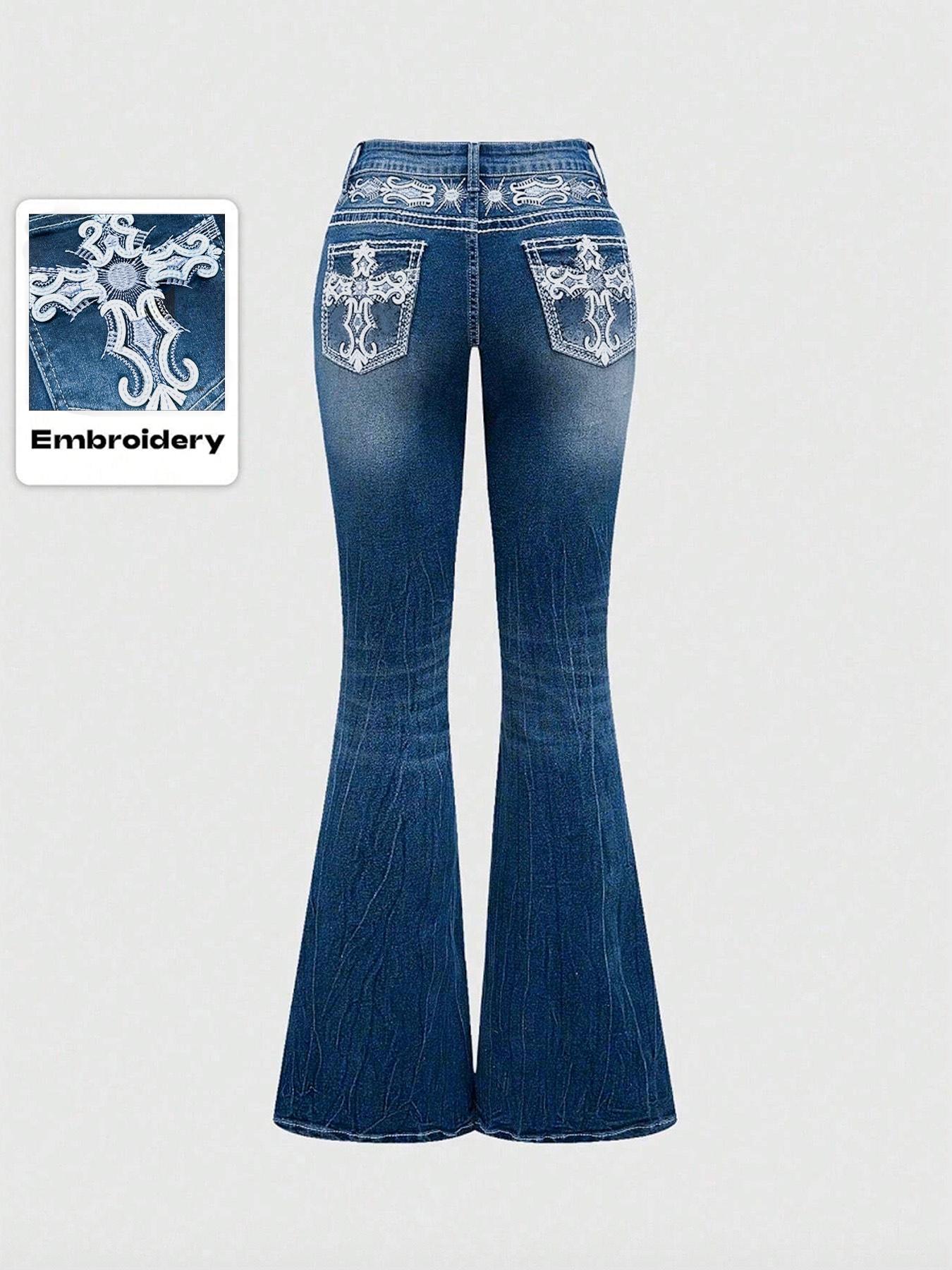 Grunge Punk Y2K Retro Streetwear Pocket Cross Wings Embroidered