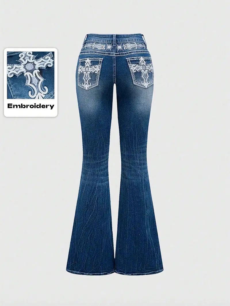 Grunge Punk Y2K Retro Streetwear Pocket Cross Wings Embroidered