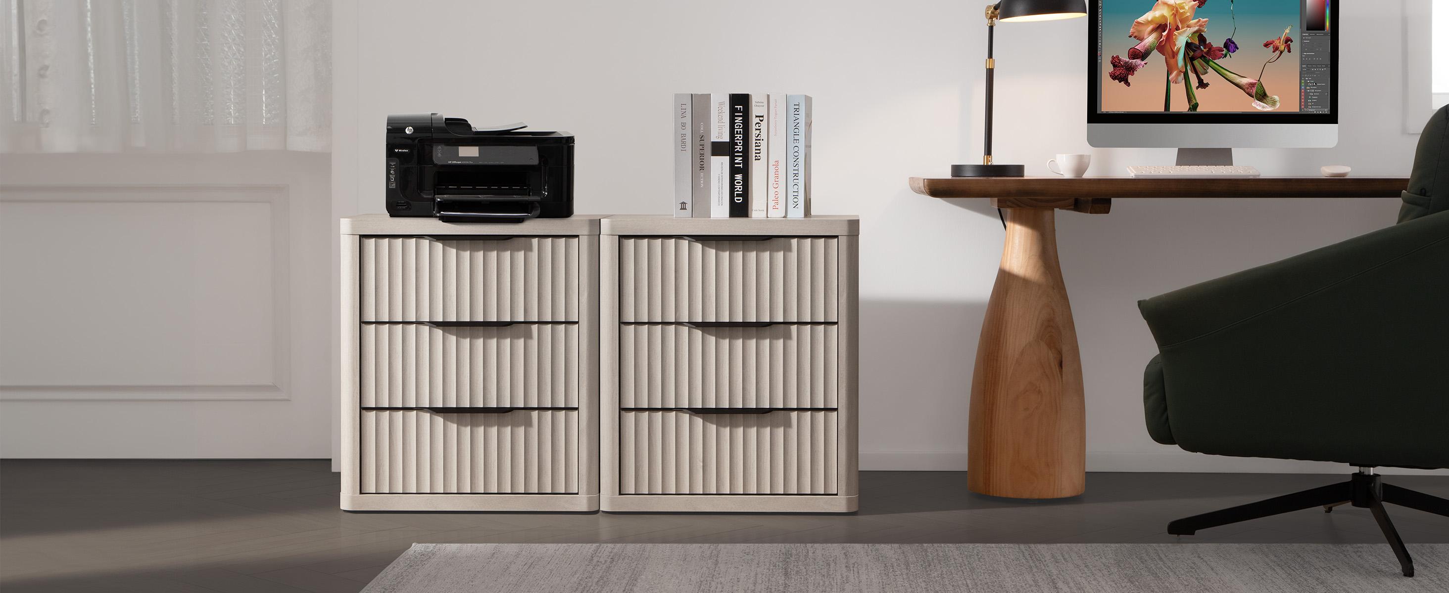 SICOTAS Night Stand Set of 2 Nightstands with 3 Drawers Storage Bedside Table Large Fluted Bed Side End Table Modern 25.6" Tall Wide Mid Century Night Stands for Bedroom Living Room Sofa Couch Office, Minimalist and Practical