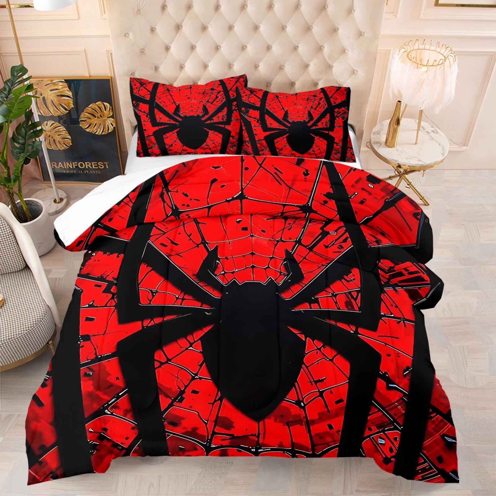 Spider-Man Patterned Bedding Set, Including 1 Duvet Cover And 1 Or 2 Pillowcases Without Pillow Inserts, Bedroom Decoration Gift