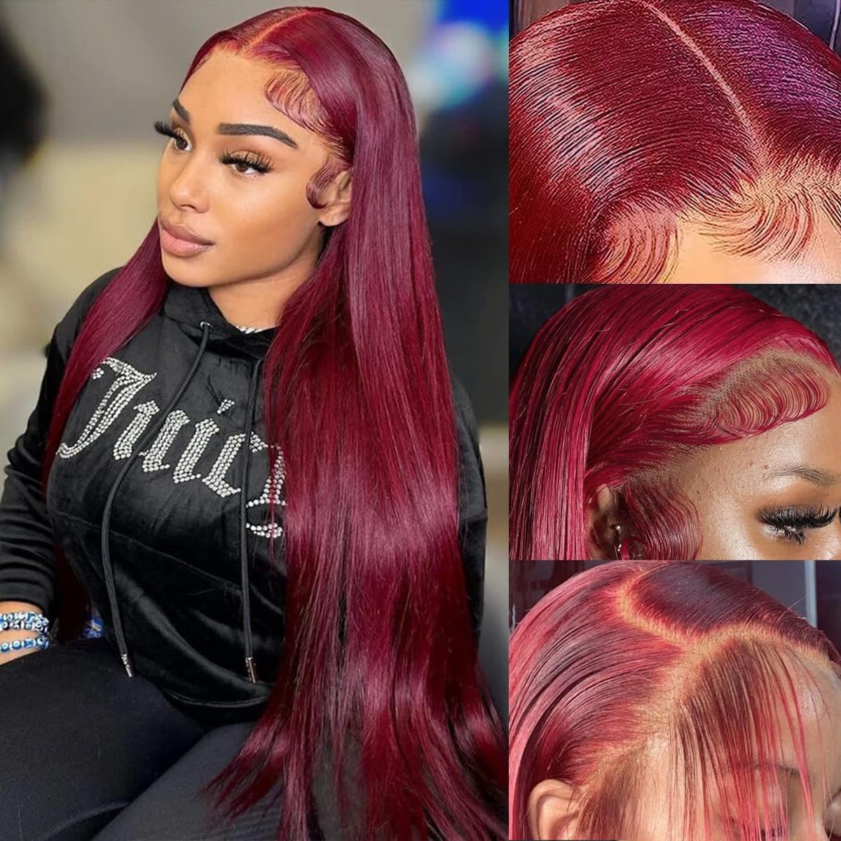 [BABOSHOW 40 Inch Blonde  613 Straight 13X6 HD Lace Frontal Wigs Pre plucked 180% Density 99J# Burgundy Lace Front Human Hair Wigs For Women Straight Human Hair Wigs Can Be Dyed