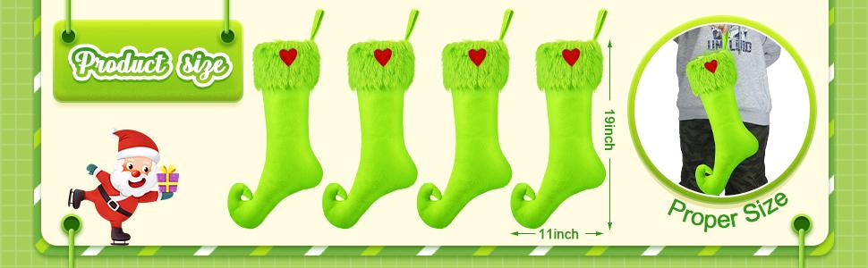 Christmas Clearance Sale Christmas Stockings 24/4 Pcs Cute Large Capacity Funny Green Furry Christmas Decor Mini Dot Xmas Stockings Candy Bag Green Christmas Monster Decoration Home Door Wall Fireplace Stocking Stuffer Burr Basket Christmas Gifts