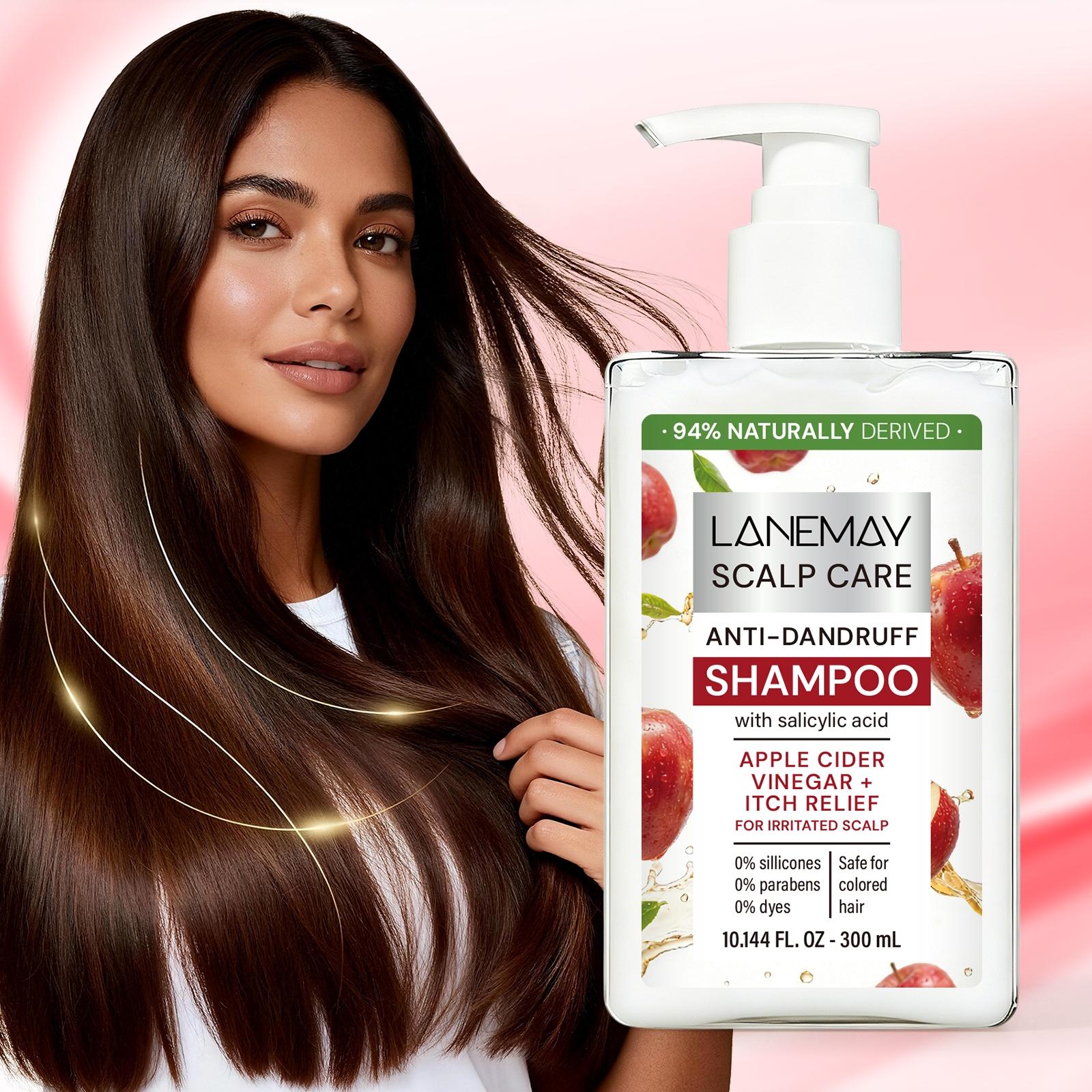 300ml Refreshing Shampoo with Salicylic Acid, Apple Cider Vinegar, Tea Tree Oil, Glycerol - Oil Control, Helps Reduce Scalp Oil Buildup, Enhances Hair Shine, Soothes Scalp - For Oily & Uncomfortable Scalp, Daily Shampoo Care