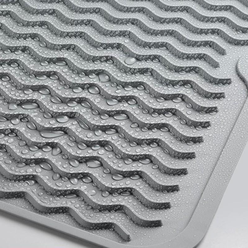 Silicone Drying Mat, Non-Slip Kitchen Drain Mat, Durable and Flexible, Fast Draining, Ideal for Utensils, Vegetables, Fruits