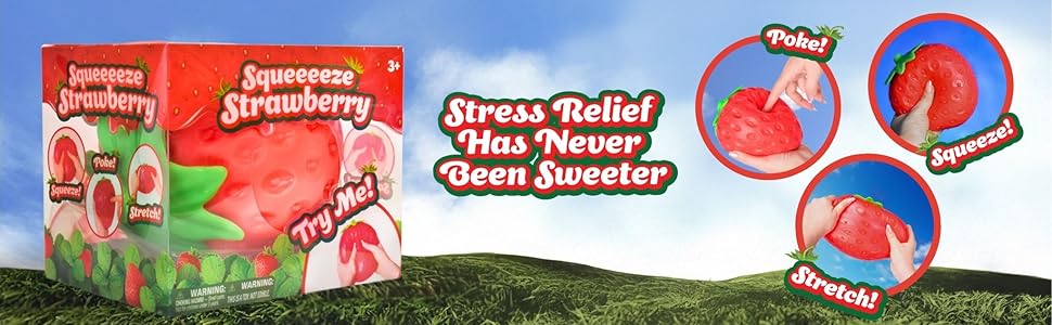 Squishy Extra Large Strawberry, Gag Gifts Funny Adult, Giant Stress Ball, Fidget Sensory Toy for Kids, ADHD Toys