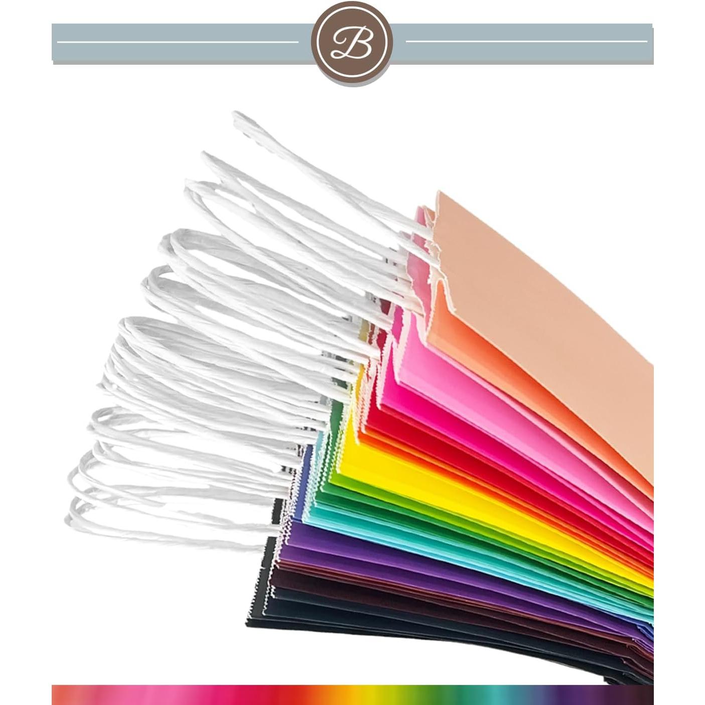 32 count Paper  Bags with Handles 16 Different Senior Color Bags Multiple Uses(8.3"x6"x3.15", Small Size)