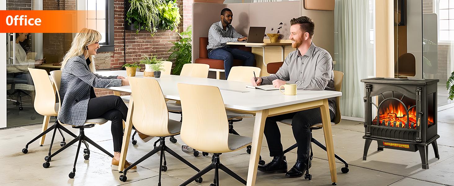 Electric Fireplace Heater, 22-inch Freestanding Fireplace Heater, 3D Realistic Flame Effects, Thermostat, Overheating Protection, for Indoor Use heaters, Black,Halloween Decorations