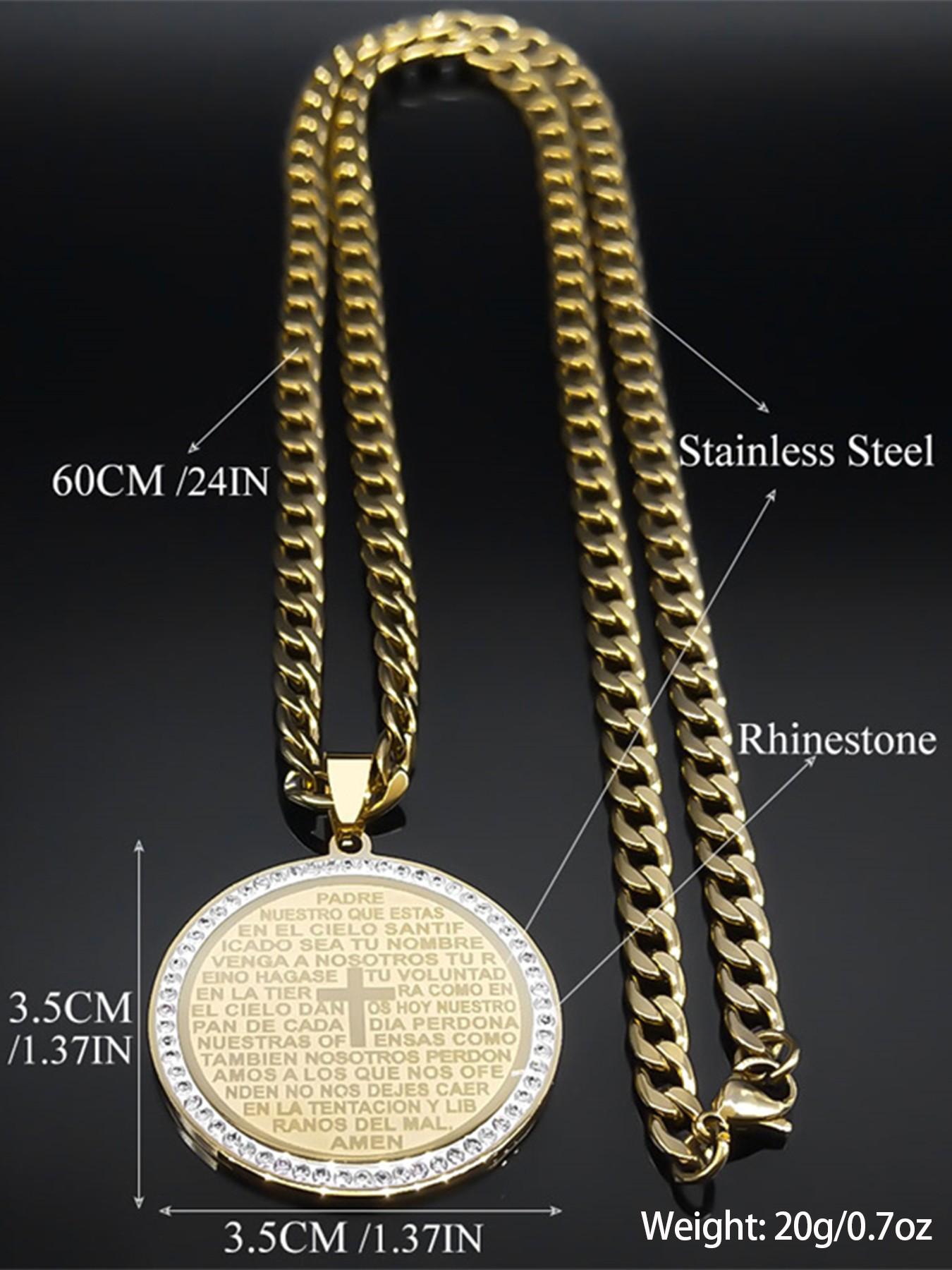 Bible Verse Men Women Cross Necklace Stainless Steel Gold Color Christian Lord's Prayer Religious Necklaces