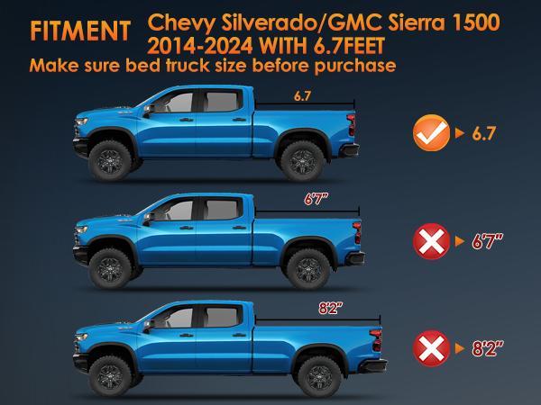 Nilight Soft Tri-fold Truck Bed Tonneau Cover Compatible with Chevy Silverado 1500/GMC Sierra 1500 2014 2015 2016 2017 2018 2019 2020 2021 2022 2023 2024 2025, 6.7ft Car Protector  dealsforyoudays