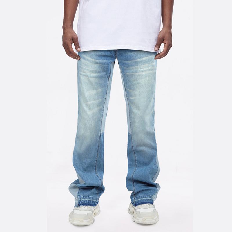 GINGTTO Men's Stacked Flared Jeans Relaxed Bootcut Patchwork Streetwear Straight Leg Stretch Denim Pants GINGTTO Men's Stacked Flared Jeans Relaxed Bootcut Patchwork Streetwear Straight Leg Stretch Denim Pants