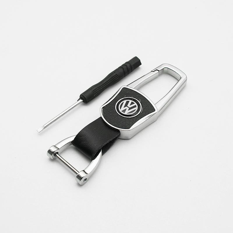 1PCS Volkswagen Keychain Key Ring & Key Case GTI Style Leather Metal Key Chain For VW Golf Polo Passat Tiguan Lavida Bora Auto Accessories Gift