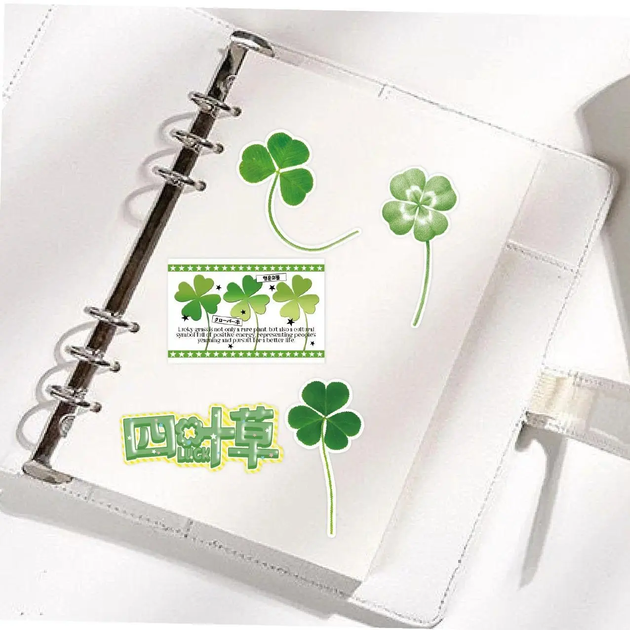 50pcs INS Japaese Korean Scrapbook Journal Sticker Fresh Green Color Clover Stationery Sticker DIY Decor Luggage Laptop Sticker
