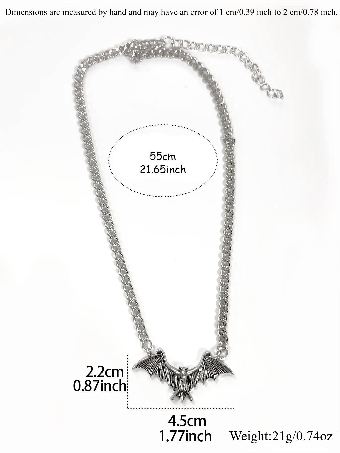 Vintage Bat Design Pendant Necklace, Gothic Witch Jewelry, Gothic Style Creative Bat Pendant Necklace, Fashion Accessories for Men & Women, Perfect for Birthday Gift
