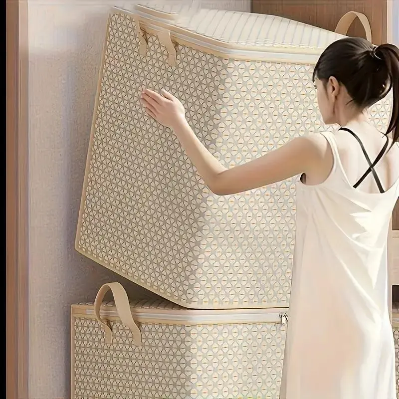 Extra Large Fabric Storage Box with Zipper Closure, Dustproof and Moisture-Resistant, Ideal for Home, Travel, Moving