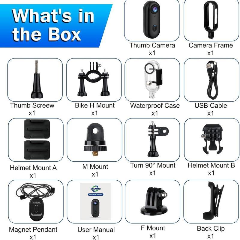 Dealsforyoudays 128GB HD Mini Multi-Functional Action Camera Portable Thumb-Sized Wearable Recording Body Camera with Magnetic Clip & Memory Stream Recorder for Pet Walks Work Travel Parties Gifts