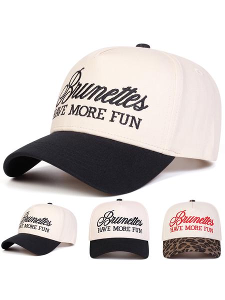 Unisex Brunettes Letter Embroidered Baseball Cap, Adjustable Outdoor Sun Protection Hat, Casual Fitted Woven Fabric for All Seasons, High Quality Hat