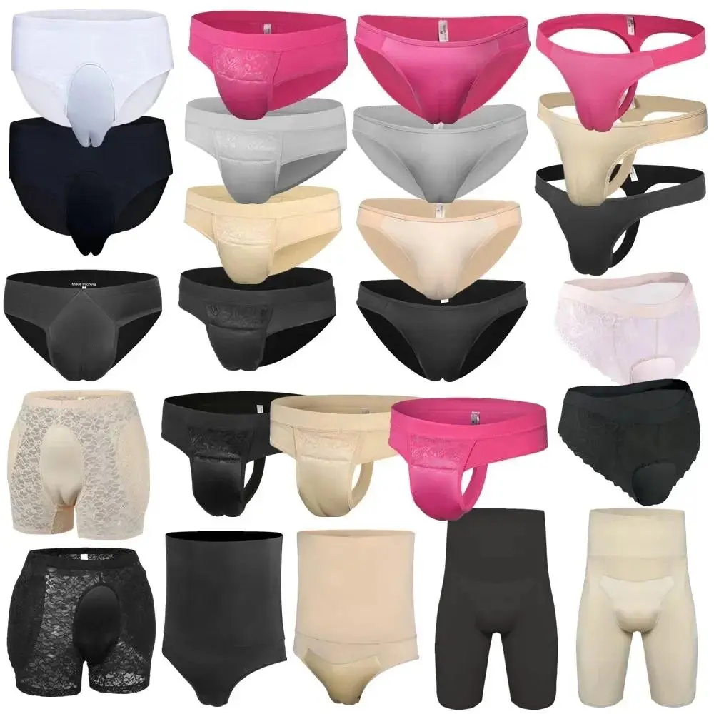 Men's Hiding Gaff Panties Tummy Control Shorts Fake  Crossdressing Transgender Shemale Underwear