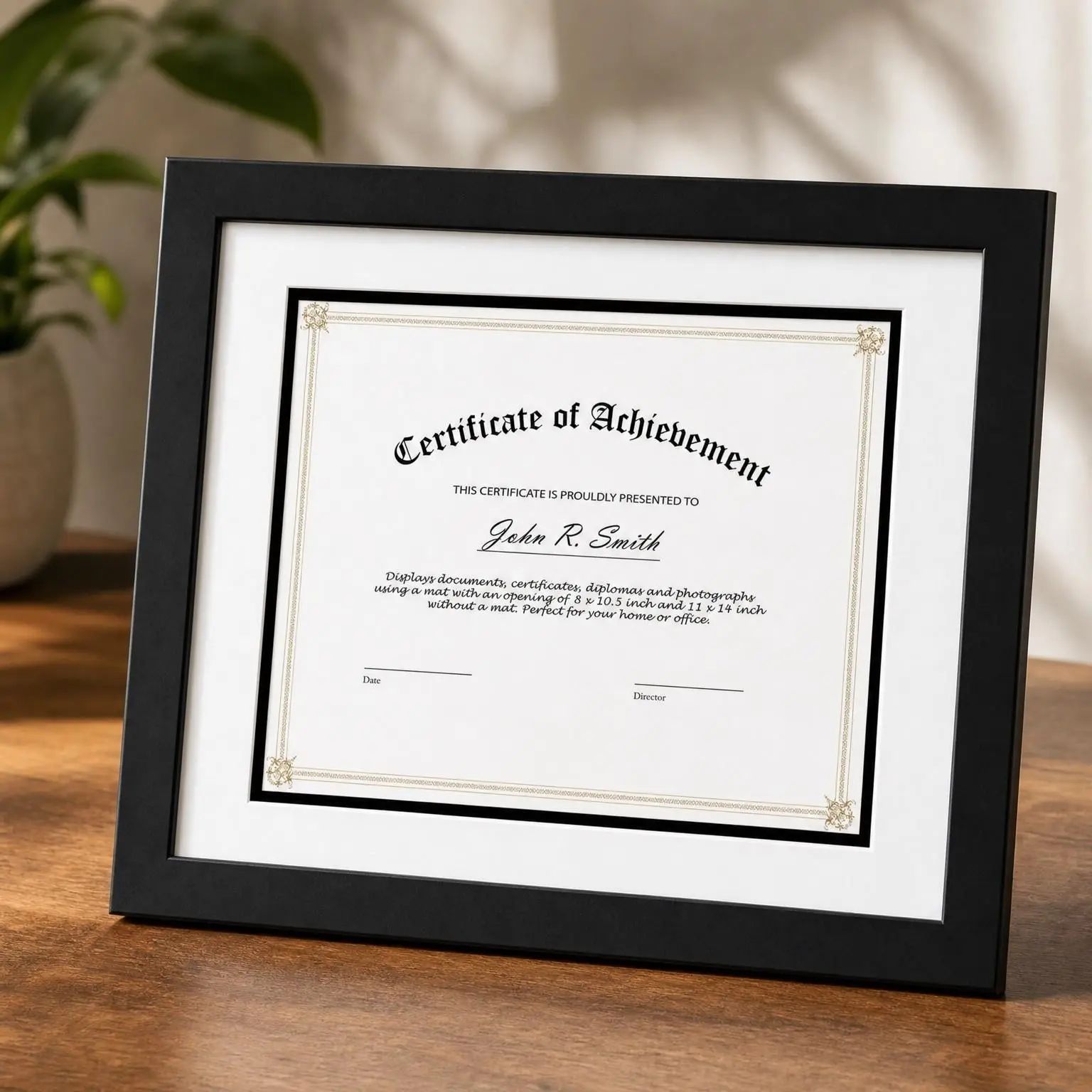 11x14 Diploma Frame with Double Mat for 8.5x11 Certificate, Wood/Glass, Black Frame with White/Black Mat, Fits 11x14 Documents & Certificates Without Mat, 1 PackGift