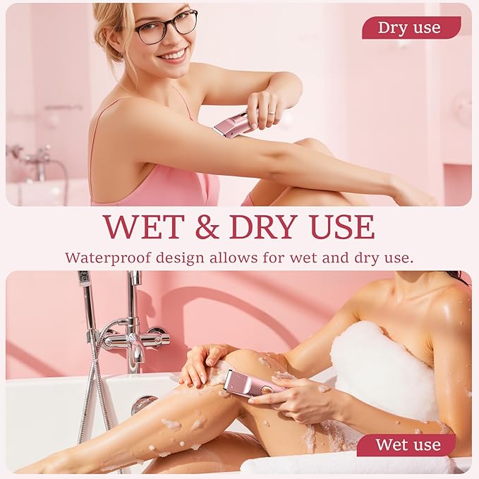 2 in 1 Electric Bikini Trimmer for Women, Dual Head Electric Razor Body Hair Trimmer , Wet/Dry Use Electric Shaver for Bikini Underarm Face Leg Arm Pubic Hair, Christmas Gifts