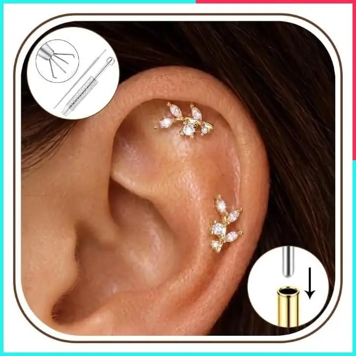 18G Surgical Steel Flat Back Stud Earrings - Hypoallergenic Threadless