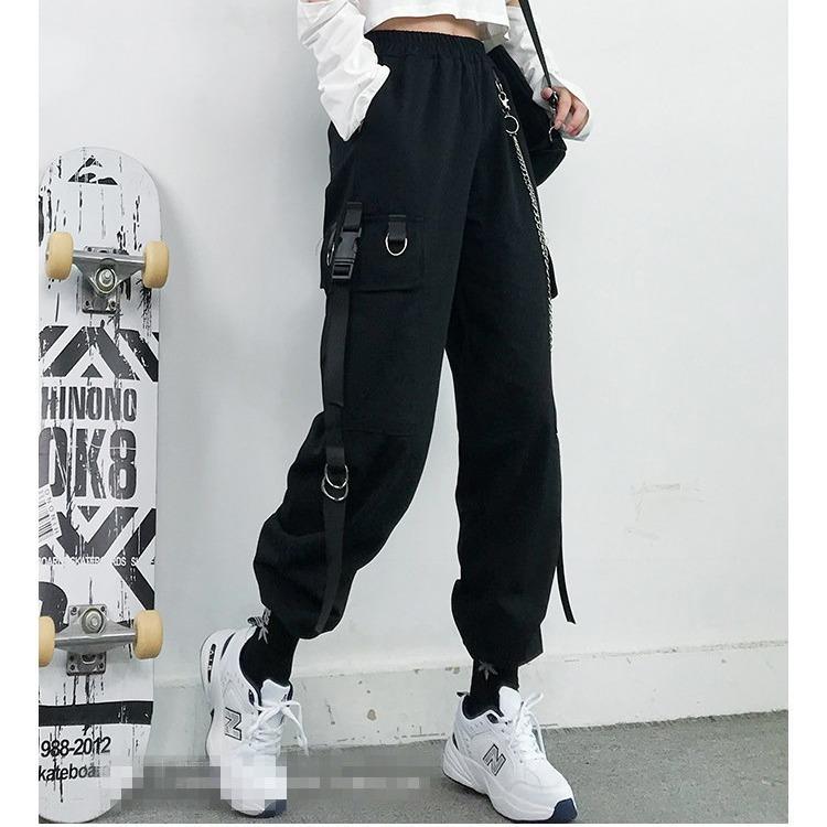 Women's tooling jogging pants loose tooling pants with chain