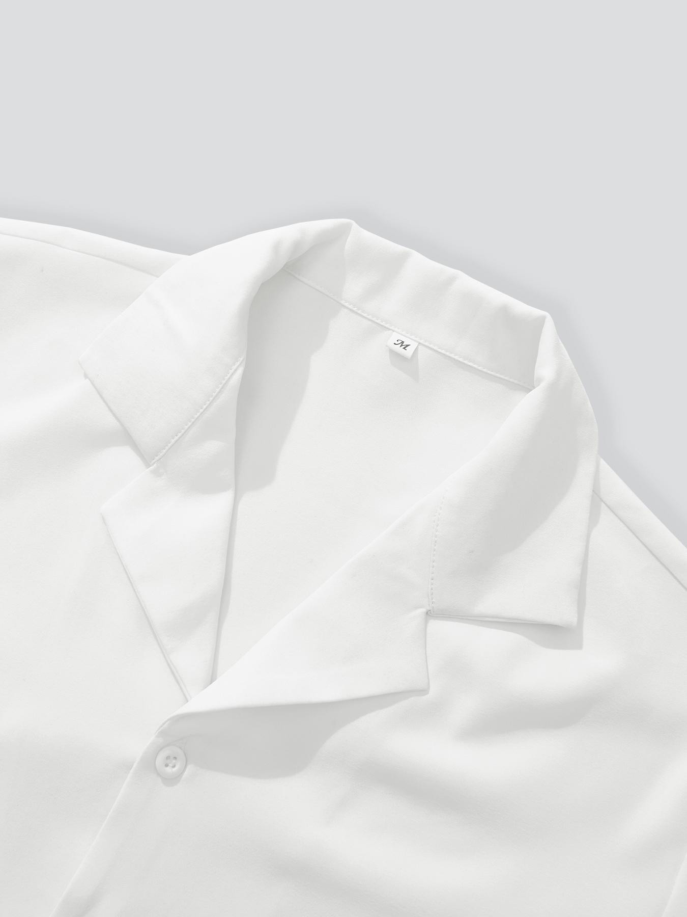 Unisex Colorful Daisy Embroidered Short Sleeve Shirt, American Style Loose Fit Collared Open Front Top, Couples Summer Casual Wear