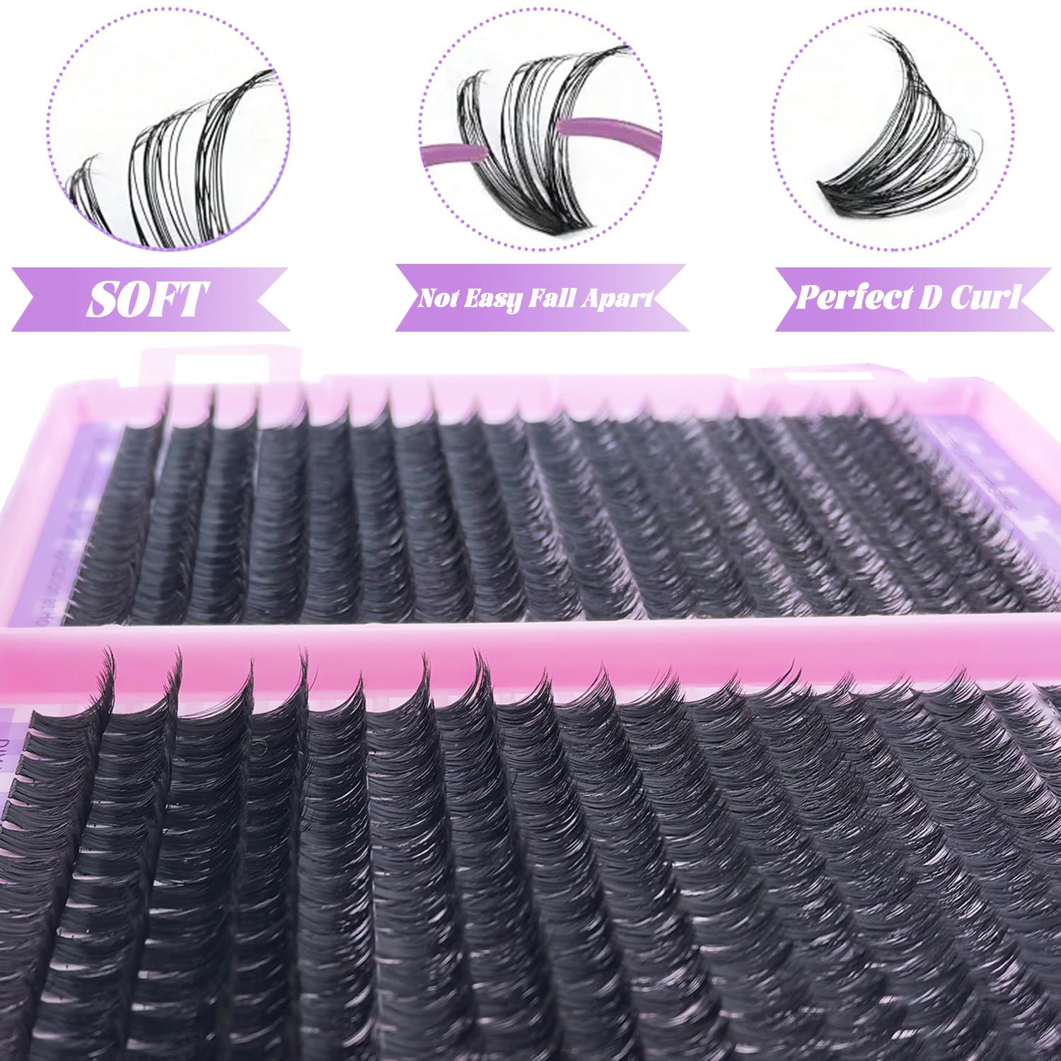 DIY Individual Lashes kit, Eyelash Extension kit, 30D40D, 60D80D, 9-18mm, Natural/Daily/Dense Look, Suitable for Diy At Home, D Curl Individual False Eyelash, Volume False Eyelashes, Eyelash Extensions Set, Wedding, Music Festiva