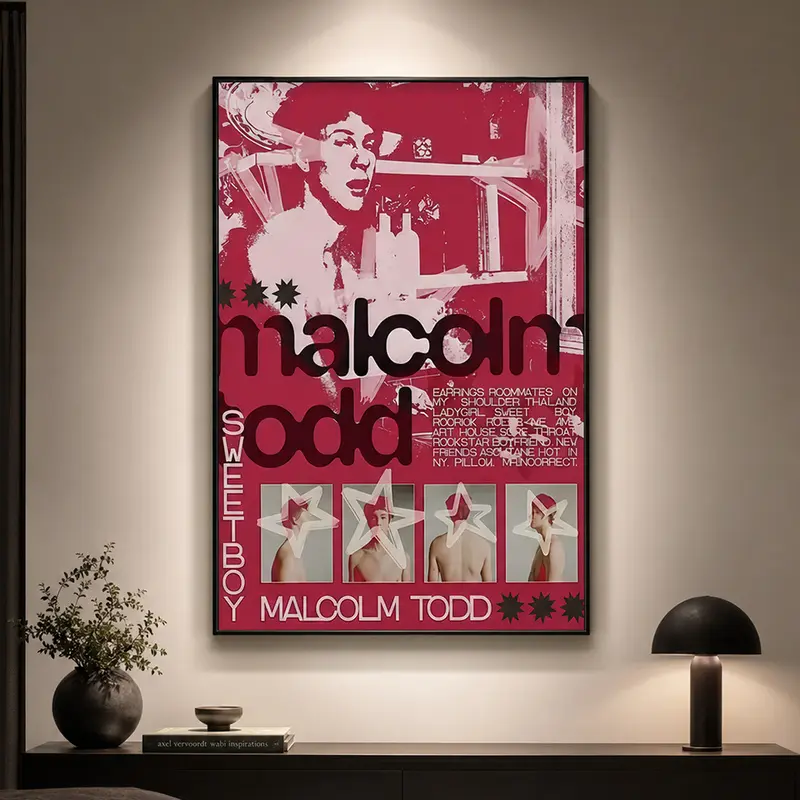 Framed Malcolm Todd Art Print Poster - Retro Music Pop Art Wall Decor for Living Room, Office, Music Lover Gift