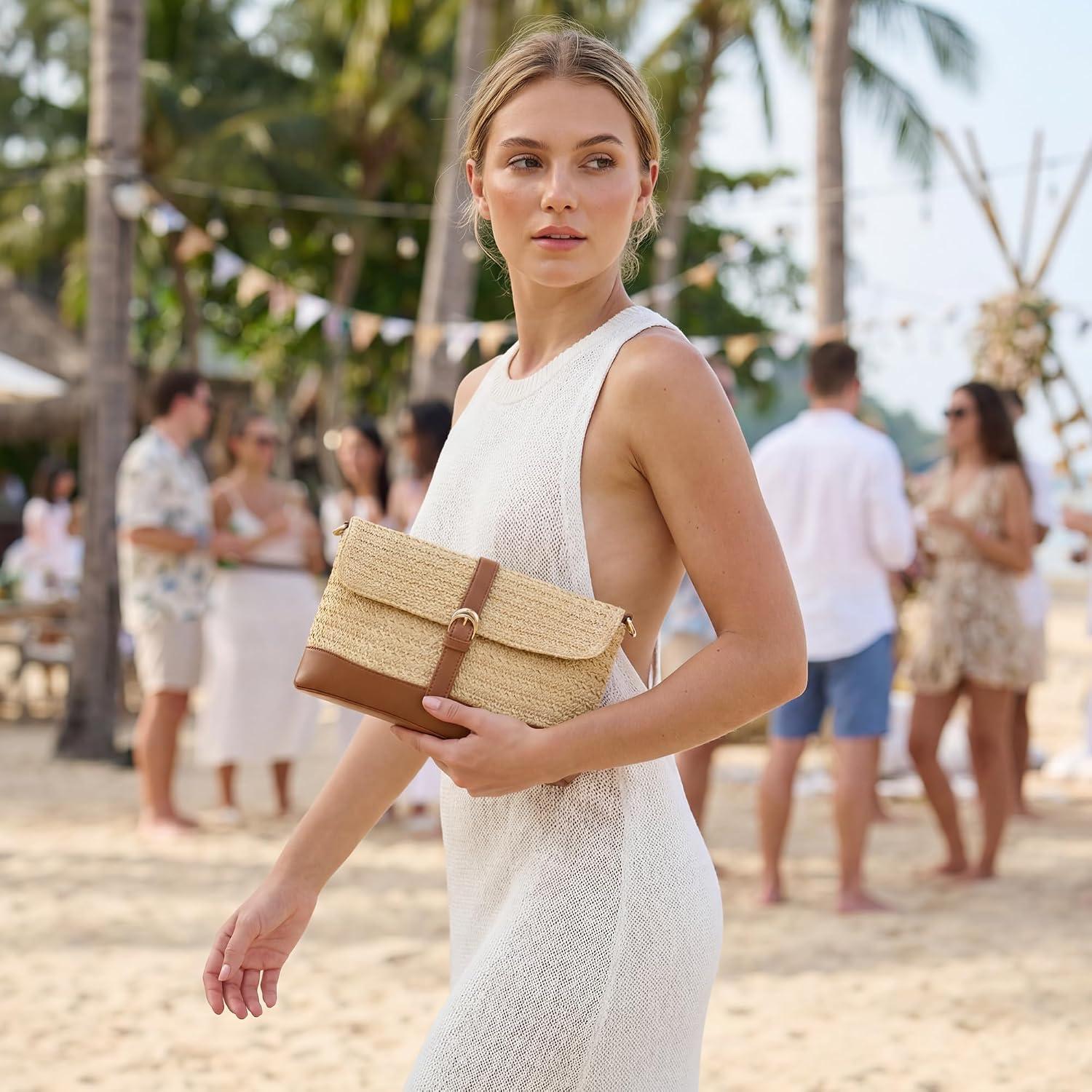 Summer Straw Crossbody Bag Raffia Clutch Purses for Women Woven Beach Boho | Trendy  Purse/Bags with a Detachable Strap, Rattan and Wicker-Style Weave -  for  and Everyday Wear